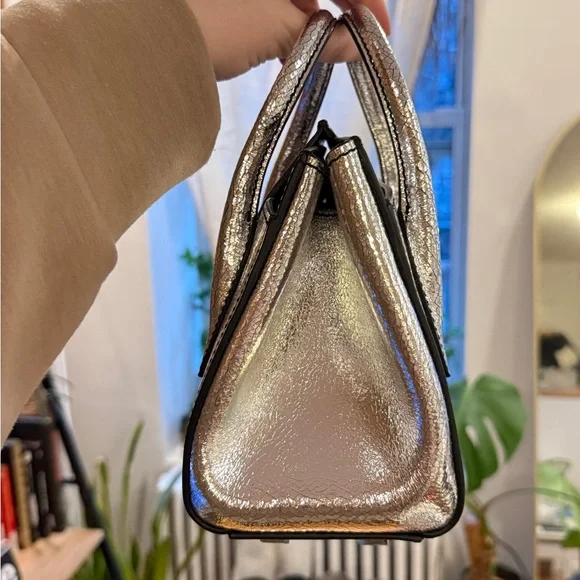 Michael Kors Collection Metallic silver Satchel w/ crossbody strap - Picture 2 of 7